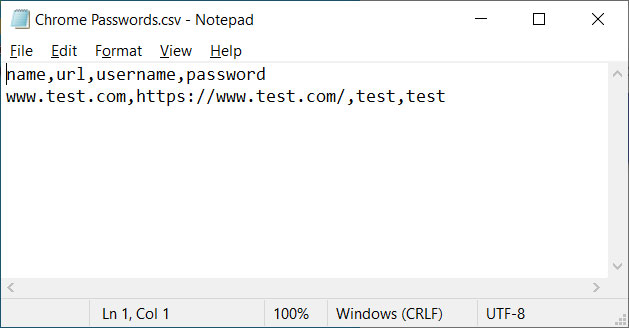 Exported passwords