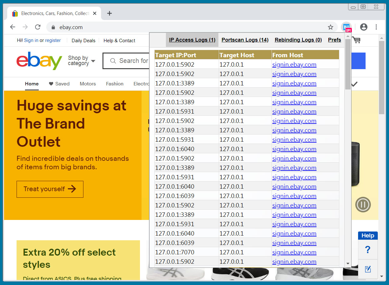 Behave! warning of port scans from eBay