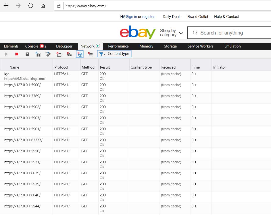 eBay port scanning a site