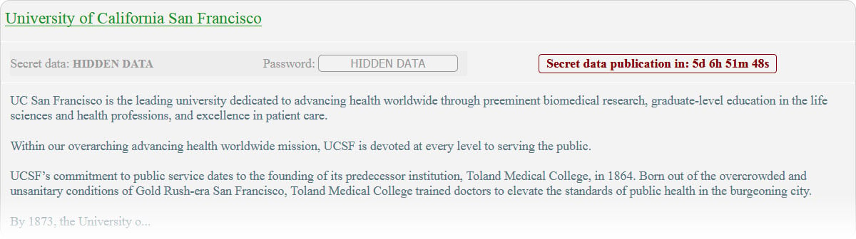 UCSF entry on Netwalker's data leak site