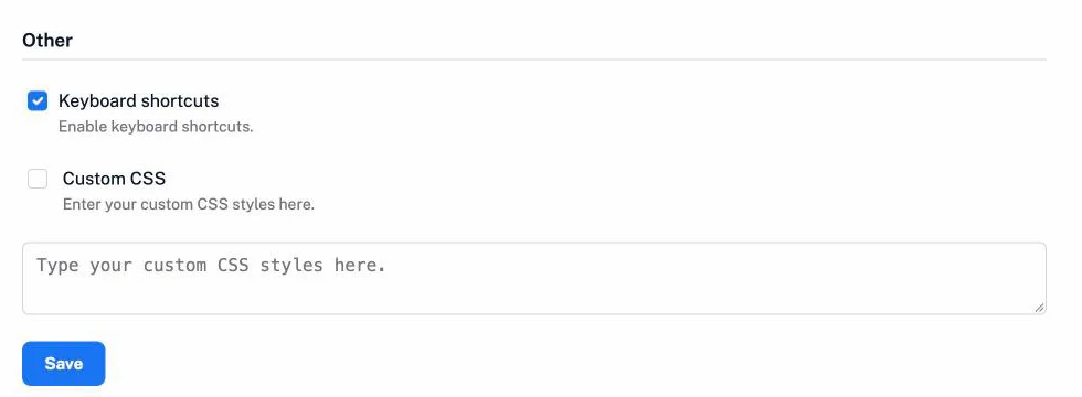 The Power user settings in Inoreader with the custom CSS box